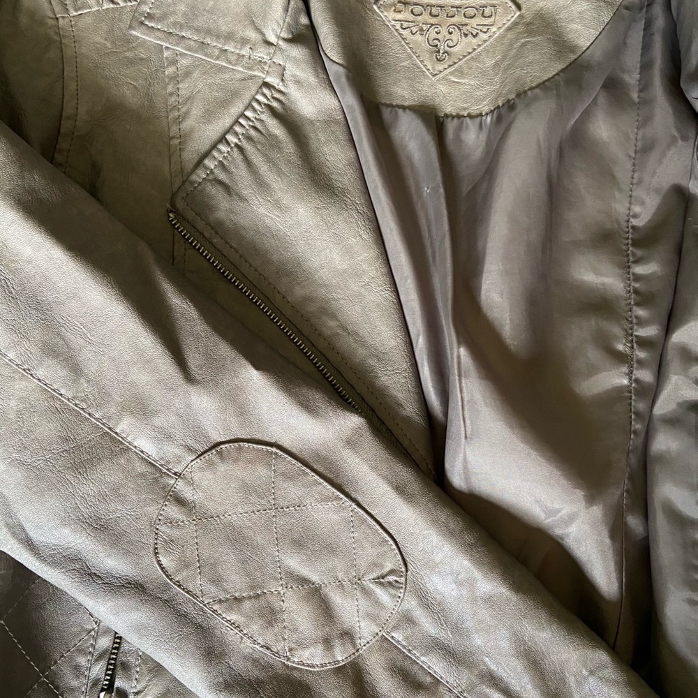 Faux Leather Jacket - Medium (Stone Grey) - Picture 3 of 4